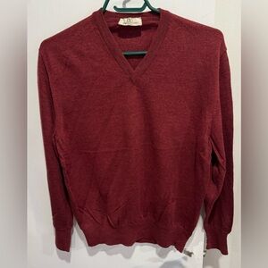 Vintage Valentino Studio 💯 merino wool v neck sweater Italy burnt red unisex S